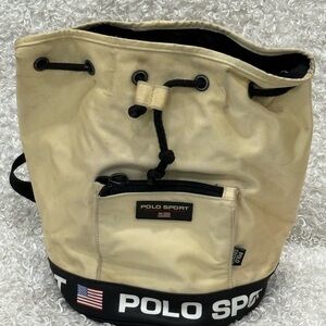Polo Sport by Ralph Lauren Cream Drawstring Backpack